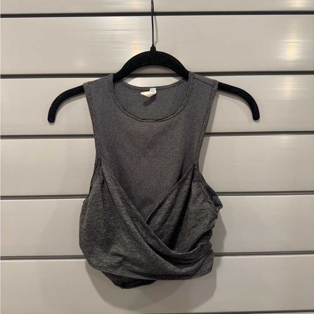 Free People Gray Asymmetrical Wrap Sleeveless Tank